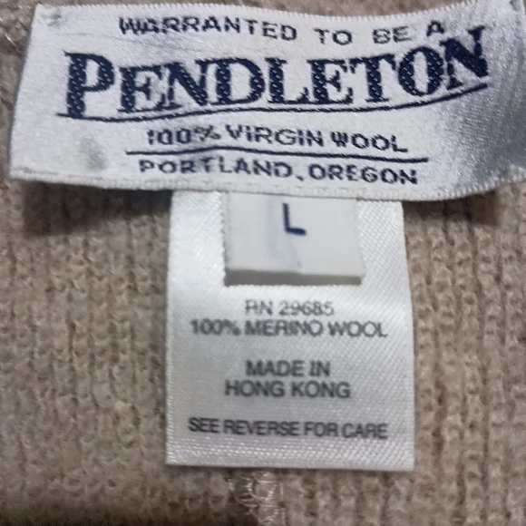 Pendleton 100% Merino Virgin Wool Double-Faced Sweater Jacket - Camel & Cream -L - Picture 8 of 10